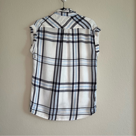 2/$30 Rails Soft Blue and White Plaid Casual Button Down Short Sleeve Shirt - Picture 5 of 10
